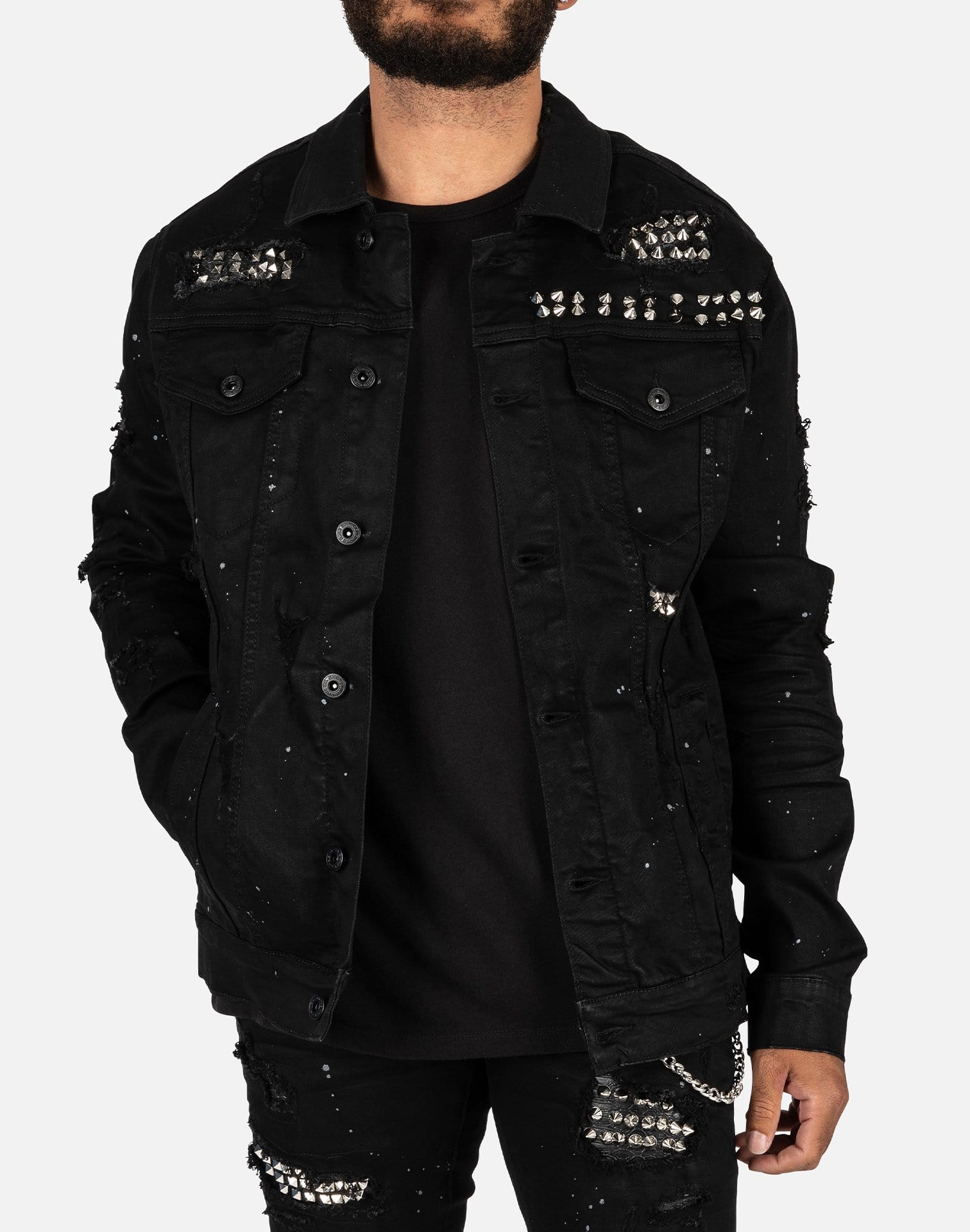 MOTO STUDDED DENIM JACKET – DTLR