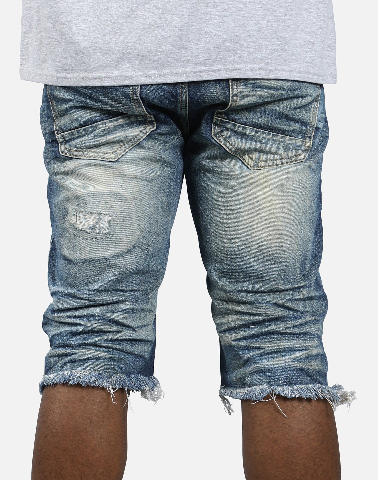 Smoke Rise Rip Off Long Denim Shorts