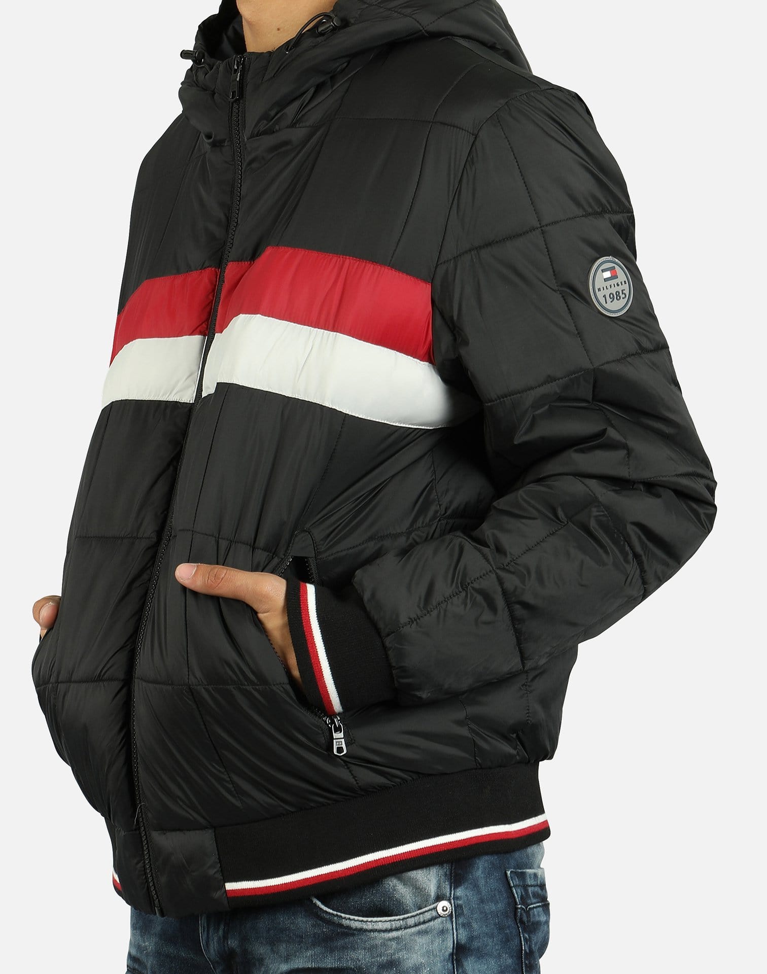 tommy hilfiger colorblock puffer jacket
