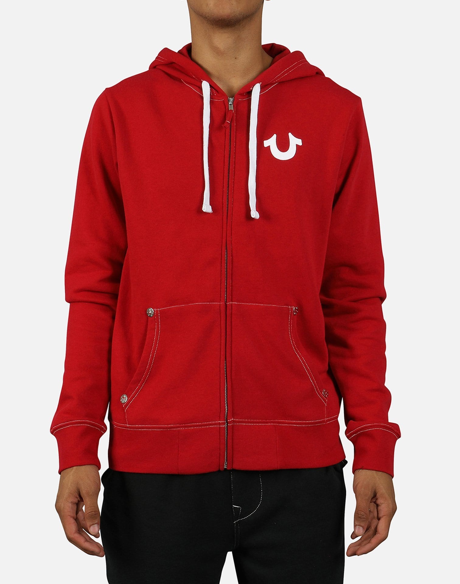 red true religion hoodie mens