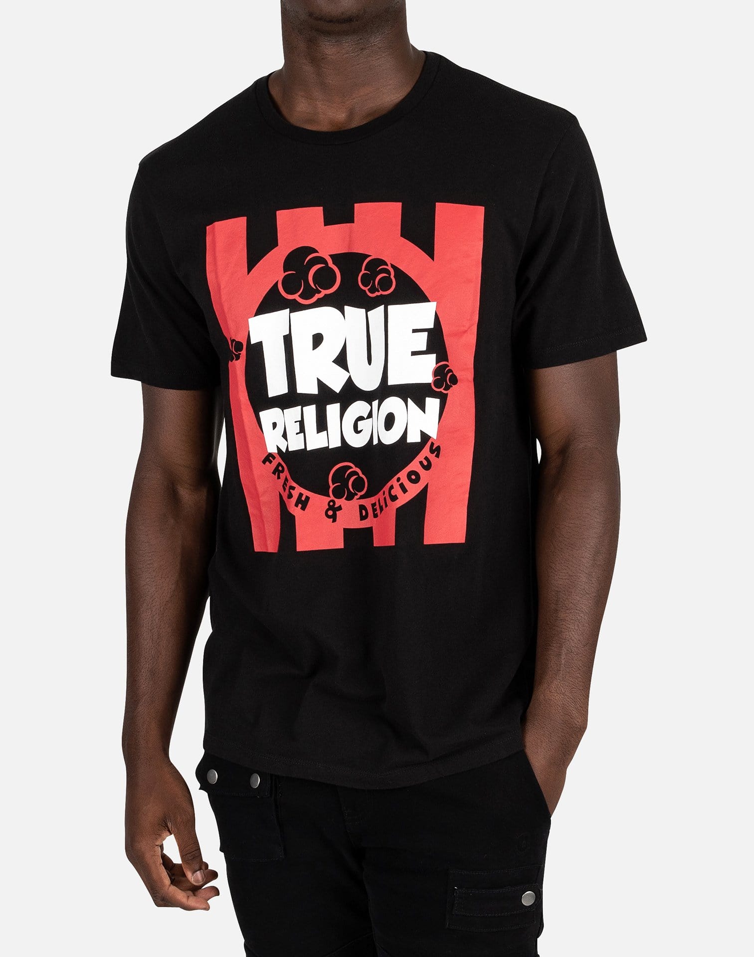 black and red true religion shirt