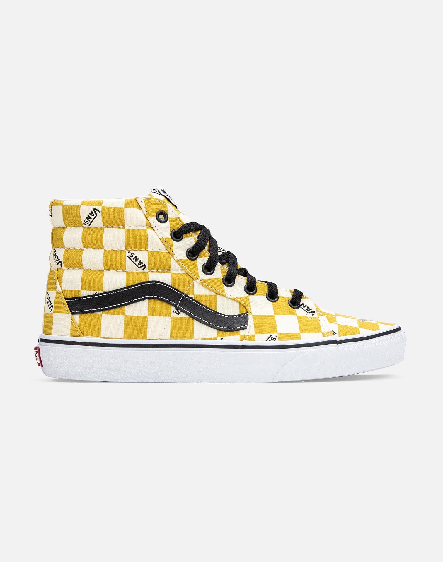 vans sk8 hi yellow checkerboard