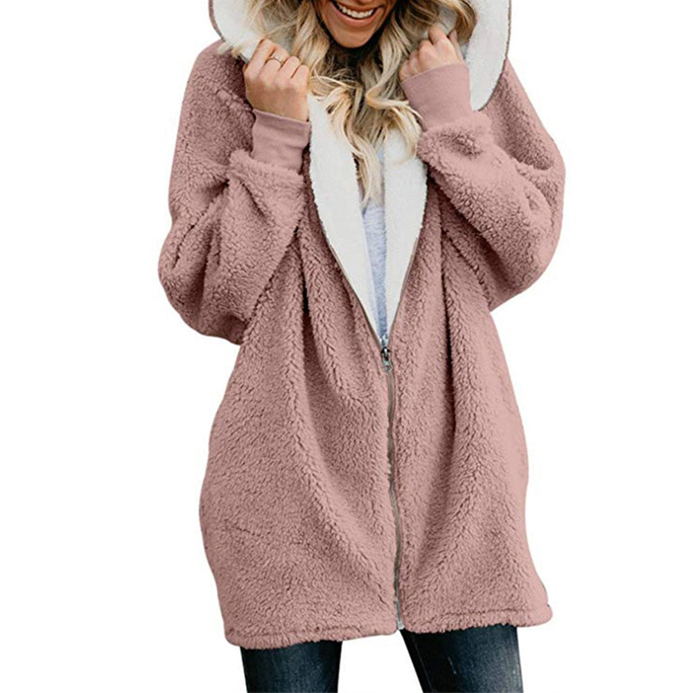 plus size faux fur hoodie