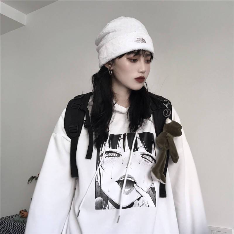 EGIRL ANIME PRINTED EDGY HOODIE - Cosmique Studio