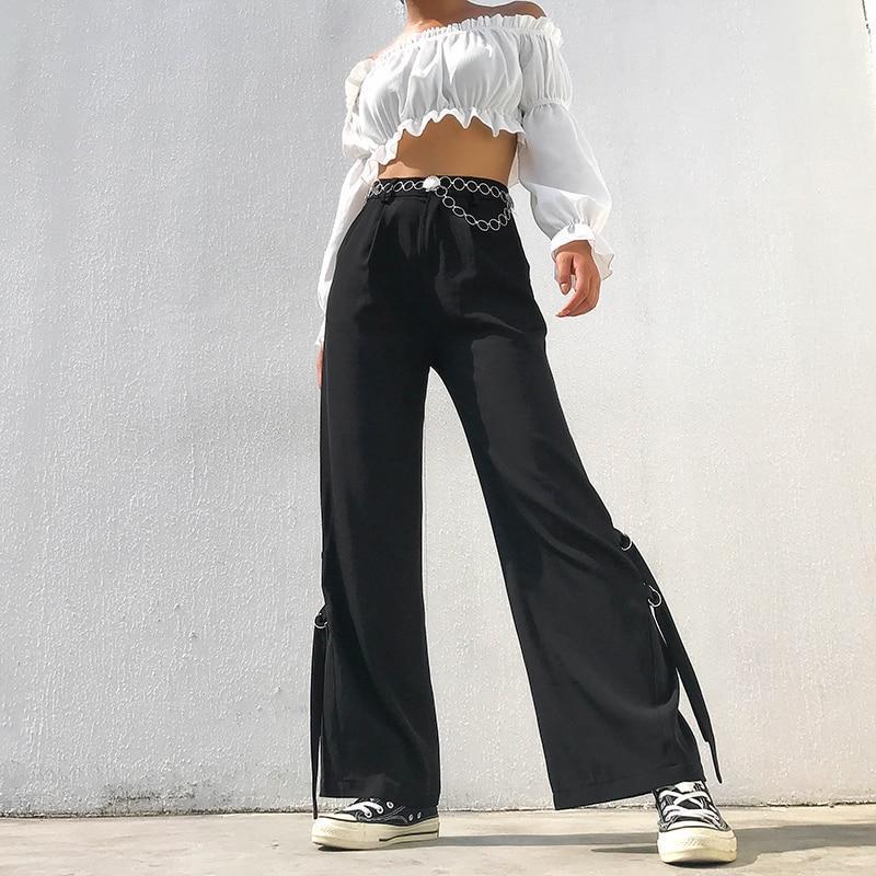 EGIRL STYLE BLACK RIBBON PANTS - Cosmique Studio