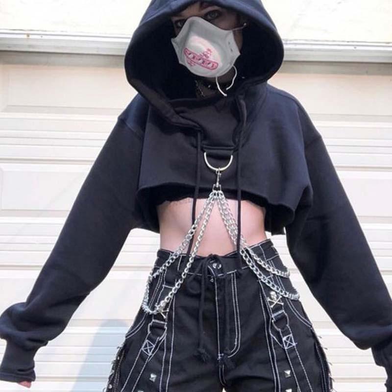 cropped hoodie with chains