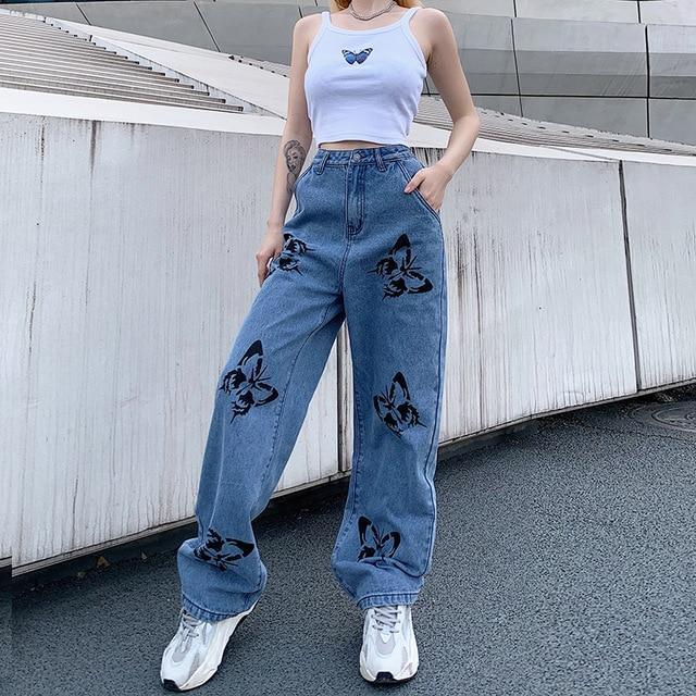 loose maong pants outfit