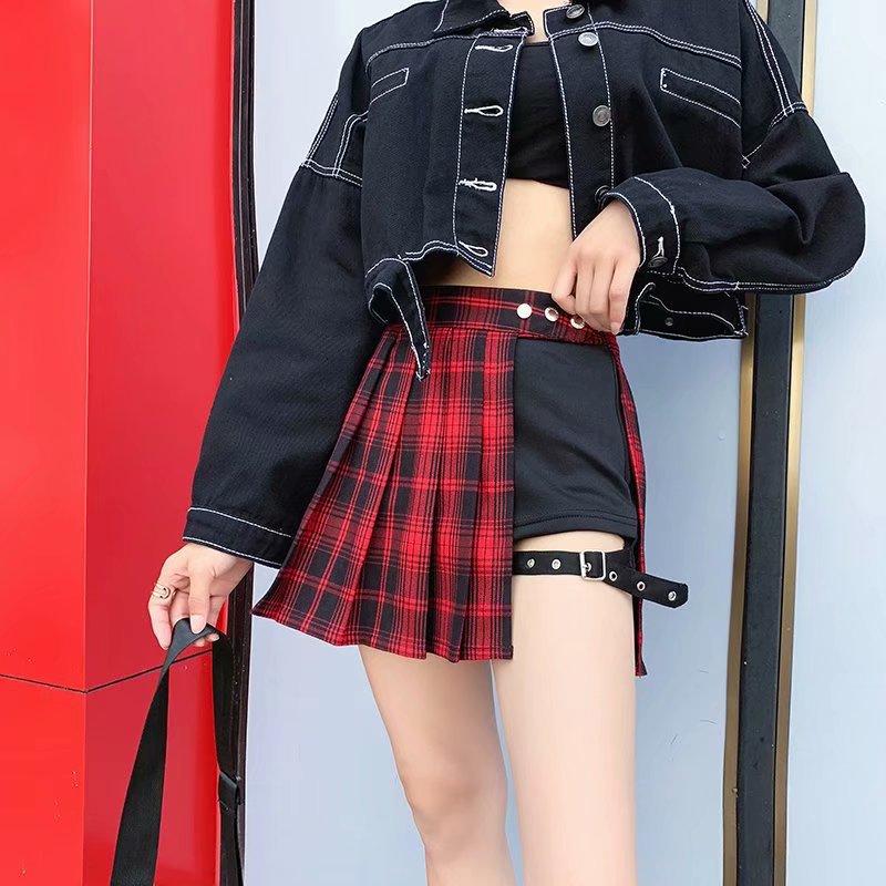 SEXY EGIRL EDGY STYLE PLEATED MINI BUCKLE SHORTS SKIRT - Cosmique ...