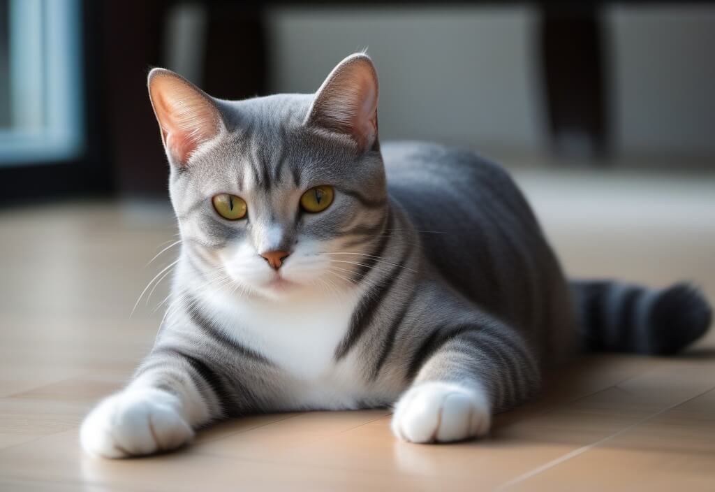 American Shorthair cat on floor