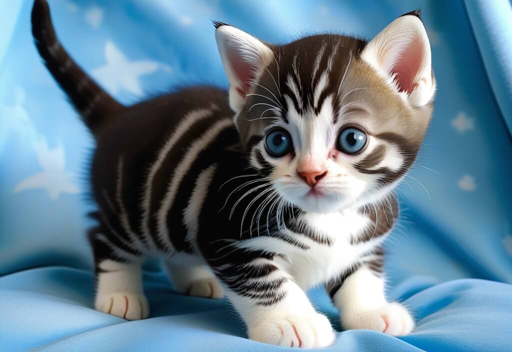 American shorthair kitten on blanket