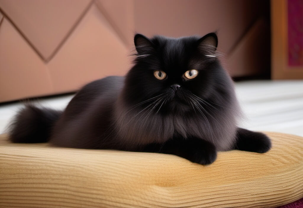 Black Persian cat on couch