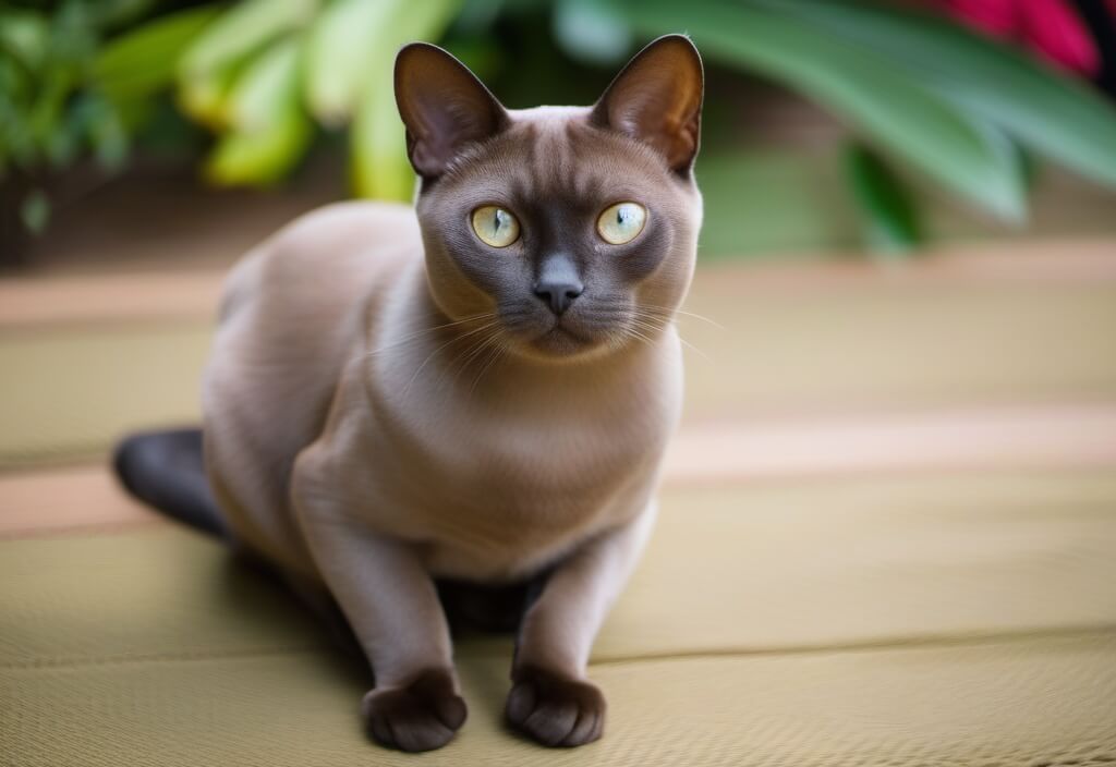 Burmese cat on terrace