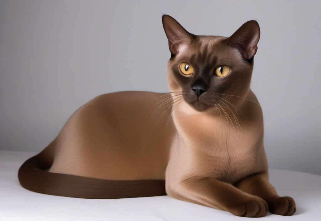 Burmese cat on white couch