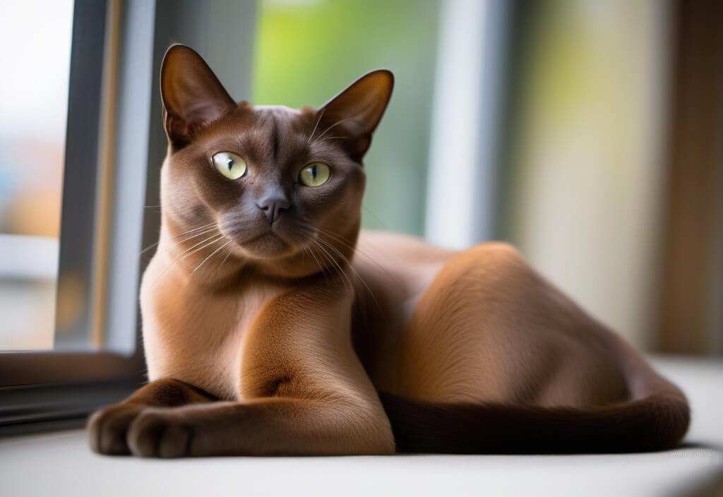 Burmese cat on windowsill