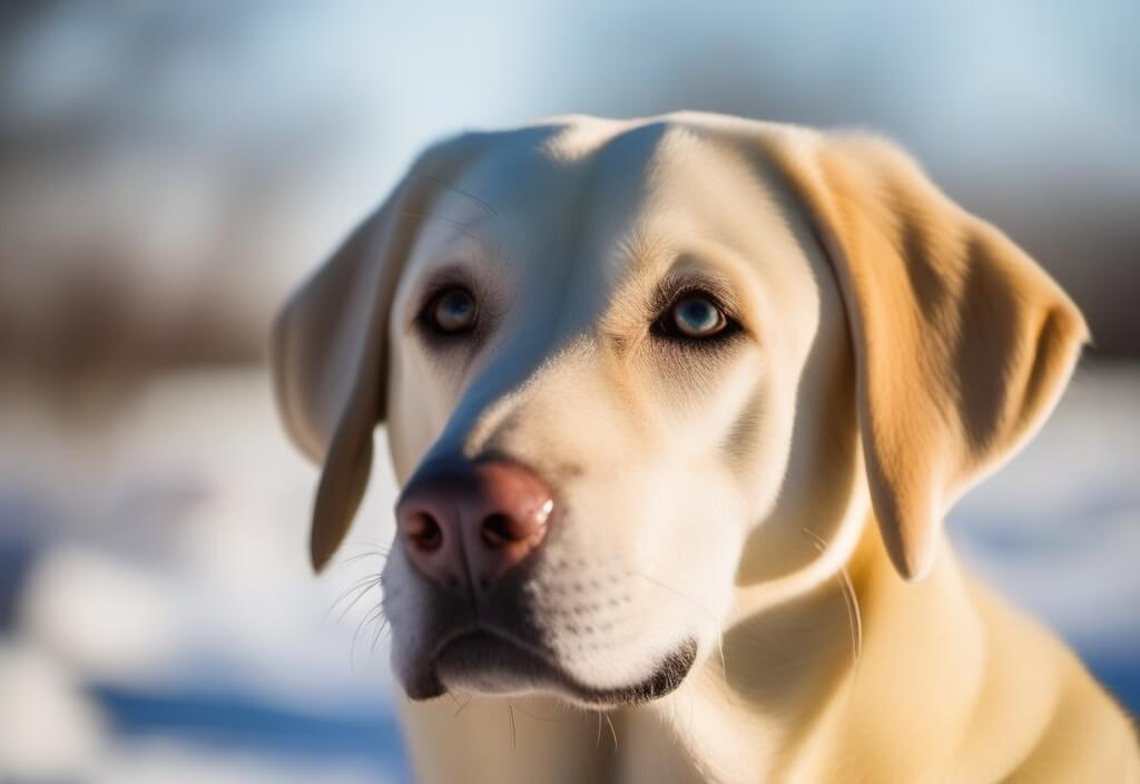 Labrador Retriever in snow