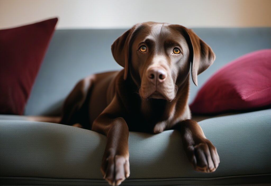 Labrador Retriever on couch