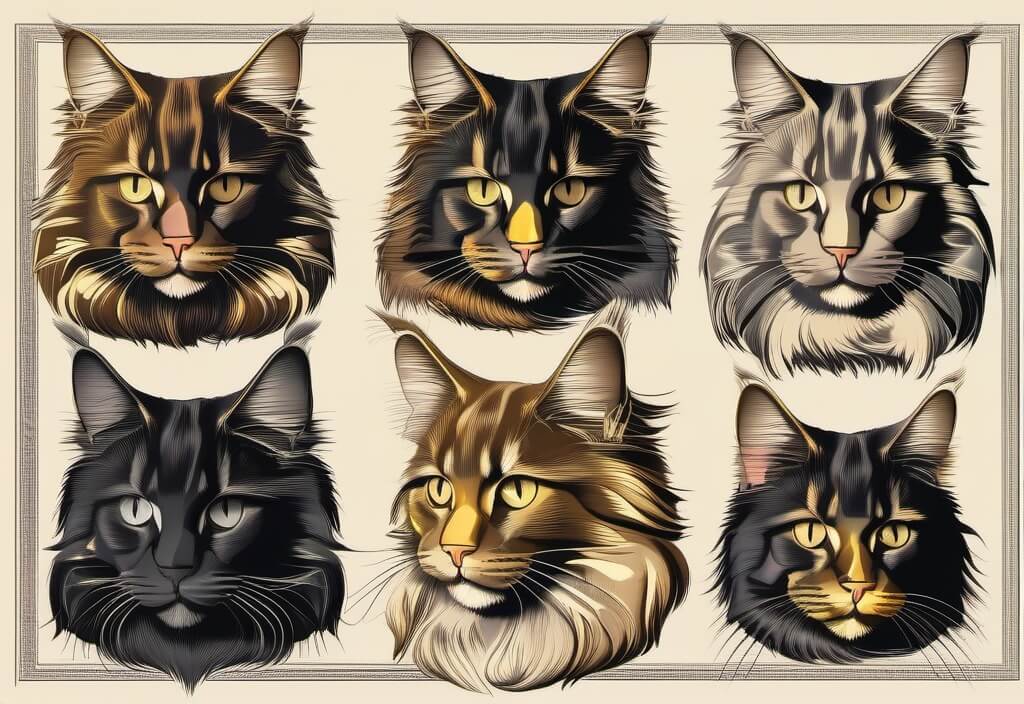 Maine Coon cats illustration
