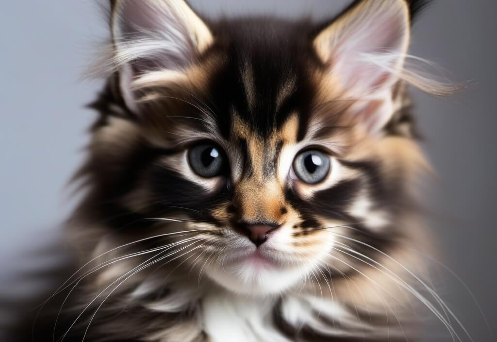 Maine Coon kitten close-up