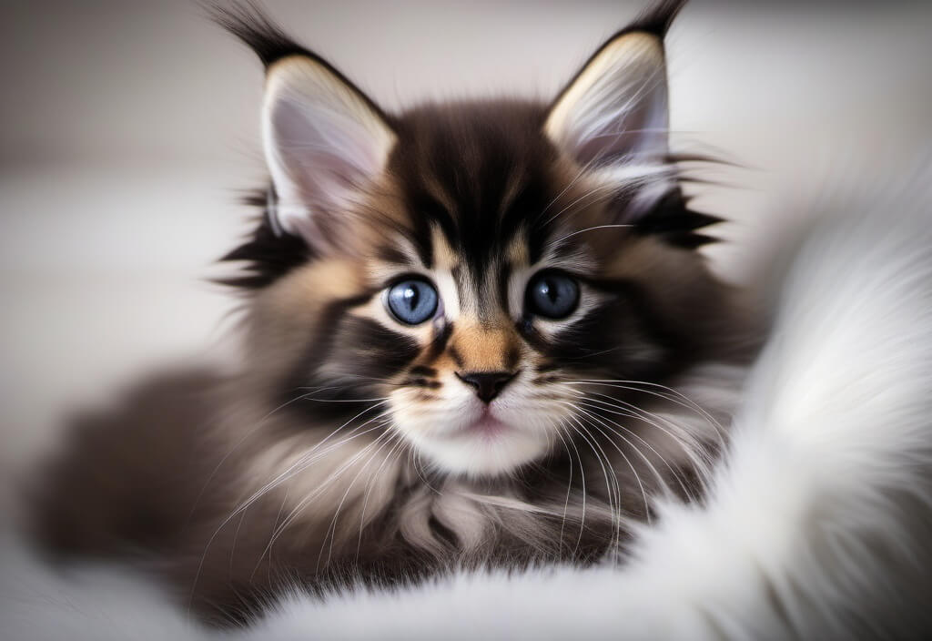 Maine Coon kitten on blanket