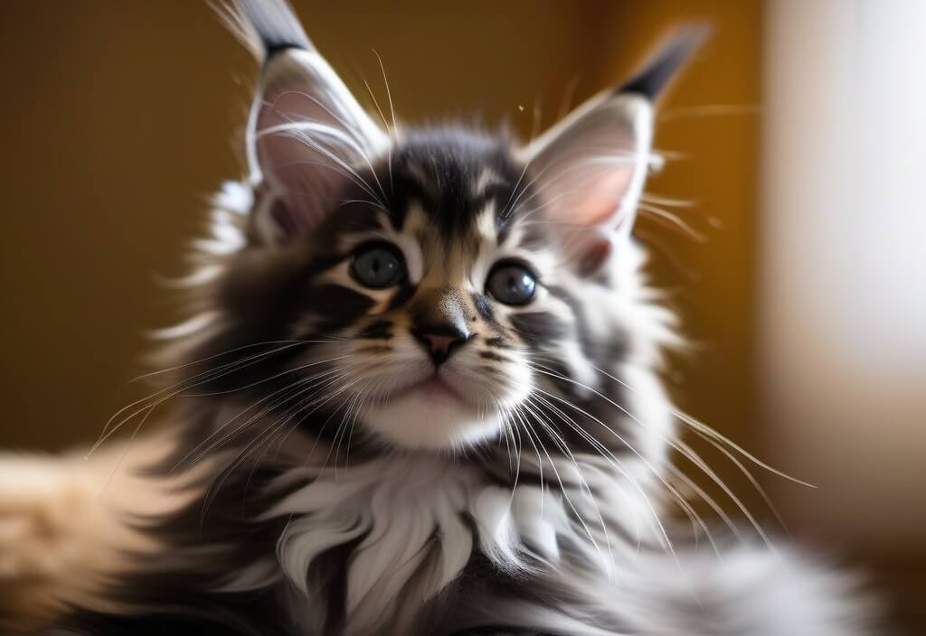 Maine Coon kitten on couch
