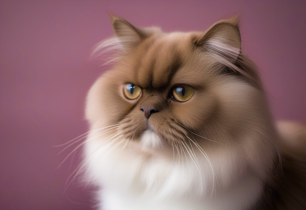 Persian cat on pink background