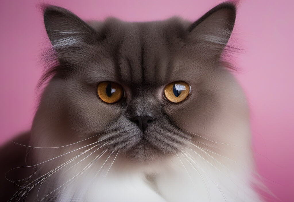 Persian cat on pink background
