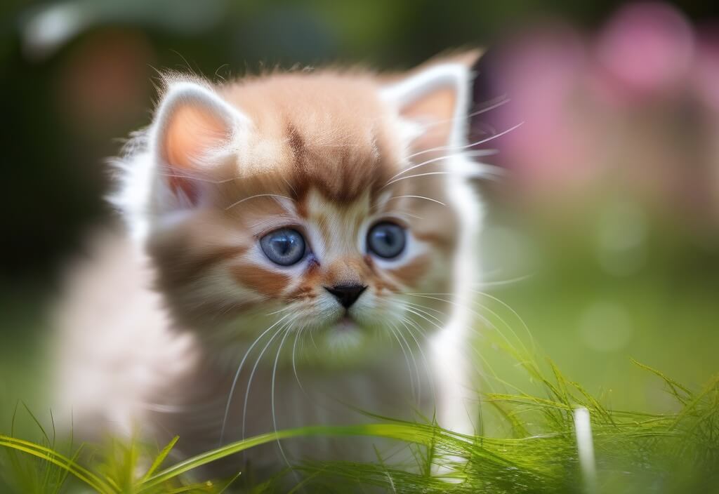 Persian kitten in grass