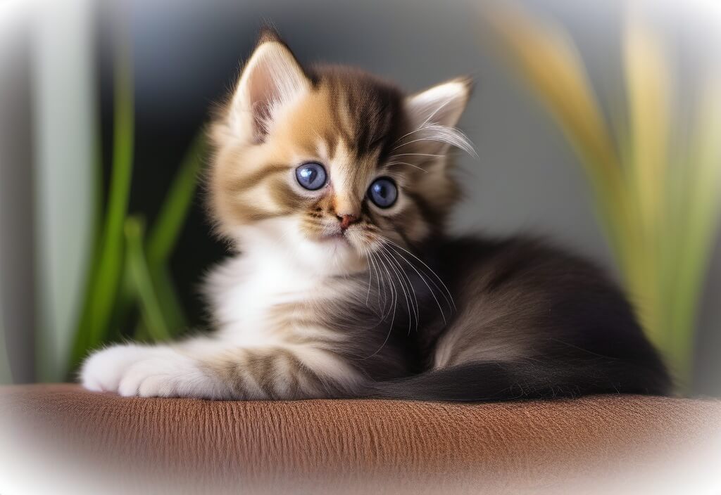 Persian kitten sitting on couch