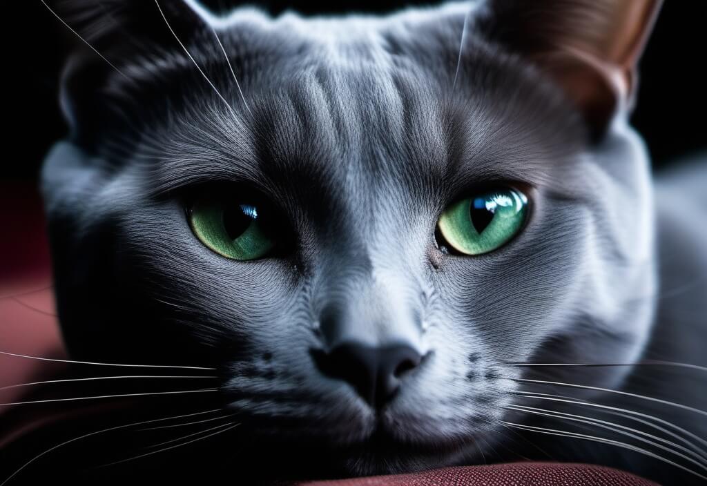 Russian Blue cat close-up