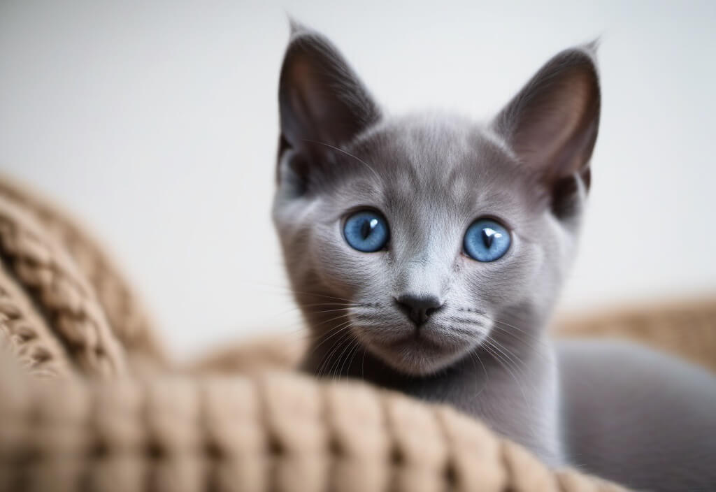 Russian Blue kitten on couch