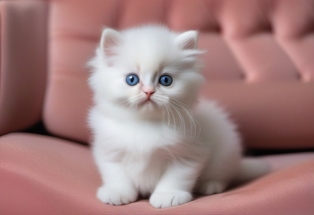 White Persian kitten on couch