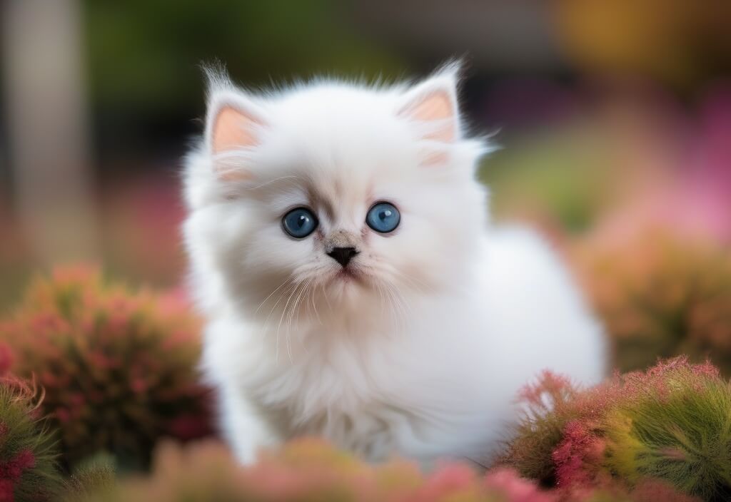 White Persian kitten outside