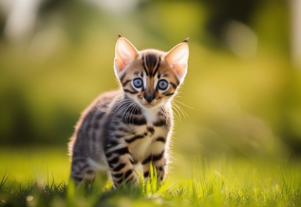 Bengal kitten in grass
