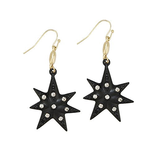 Pomina Black Star Dangling Drop Earrings