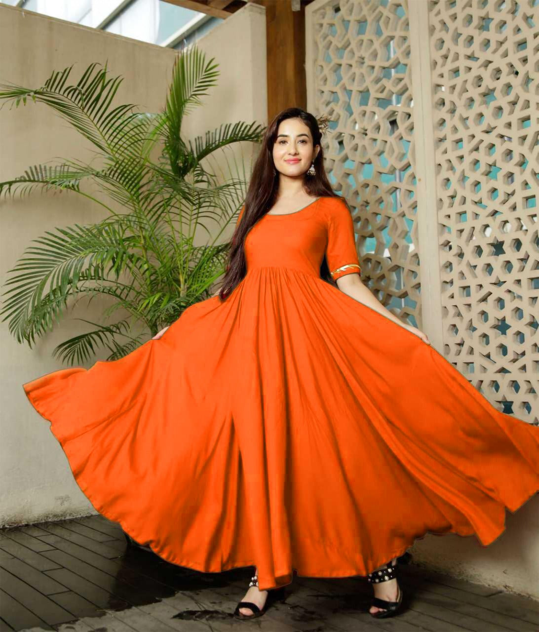 orange colour gown