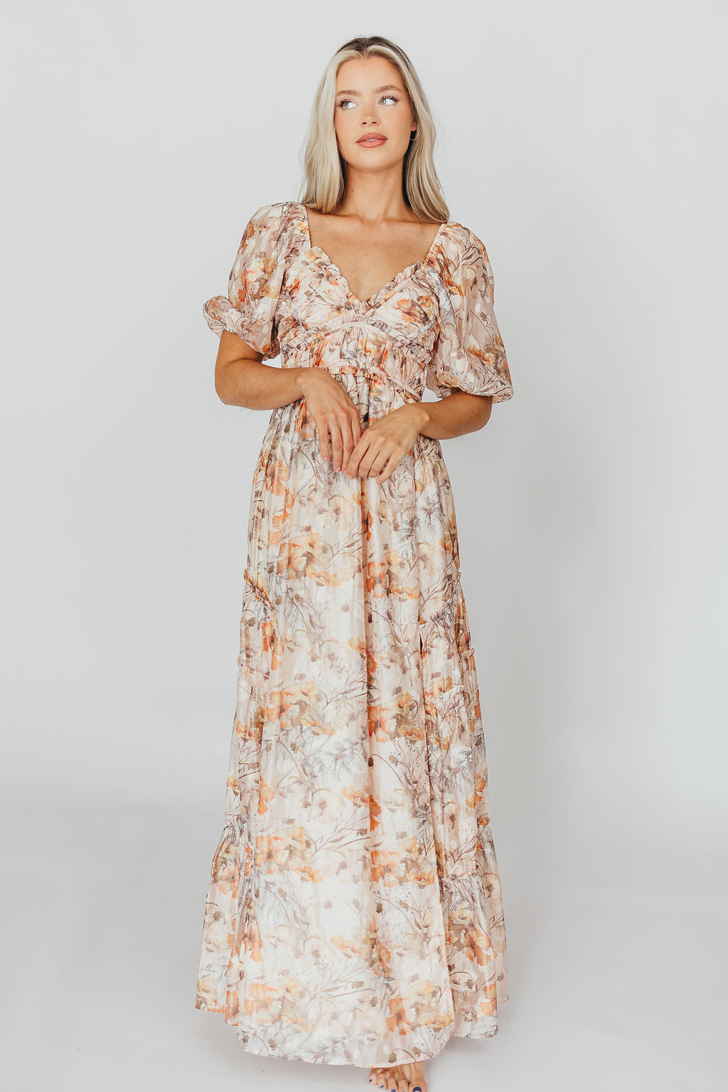 Daphne Maxi Dress in Beige Multi - Bump Friendly & Inclusive Sizing (S-3XL) - Worth Collective product image