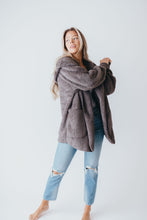 Load image into Gallery viewer, So Soft Plush Hooded Jacket w/ Pockets in Steel Grey