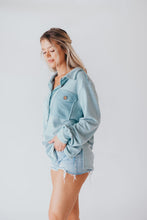 Load image into Gallery viewer, Raw Edge Summer Shacket in Blue