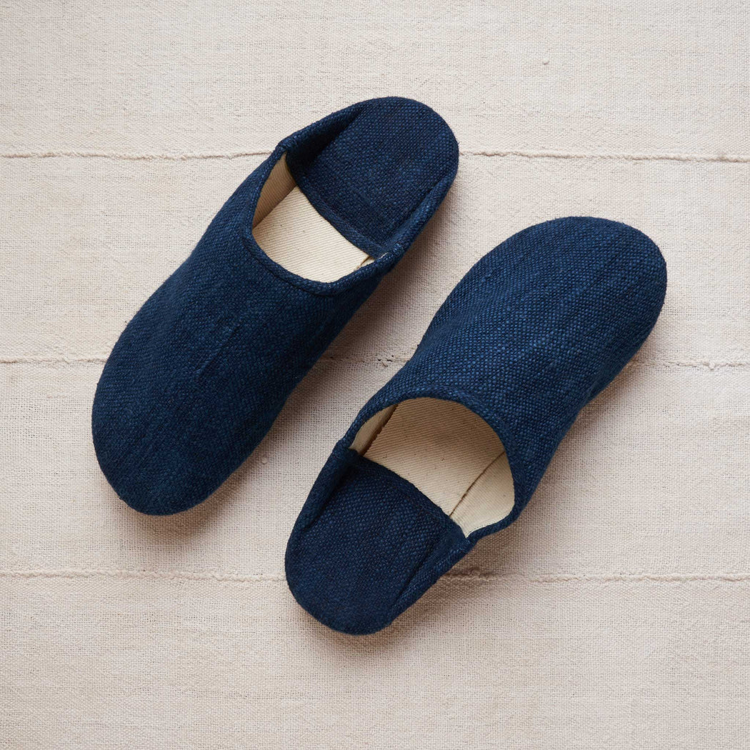 Khadi Babouche Slippers in Indigo — Housework