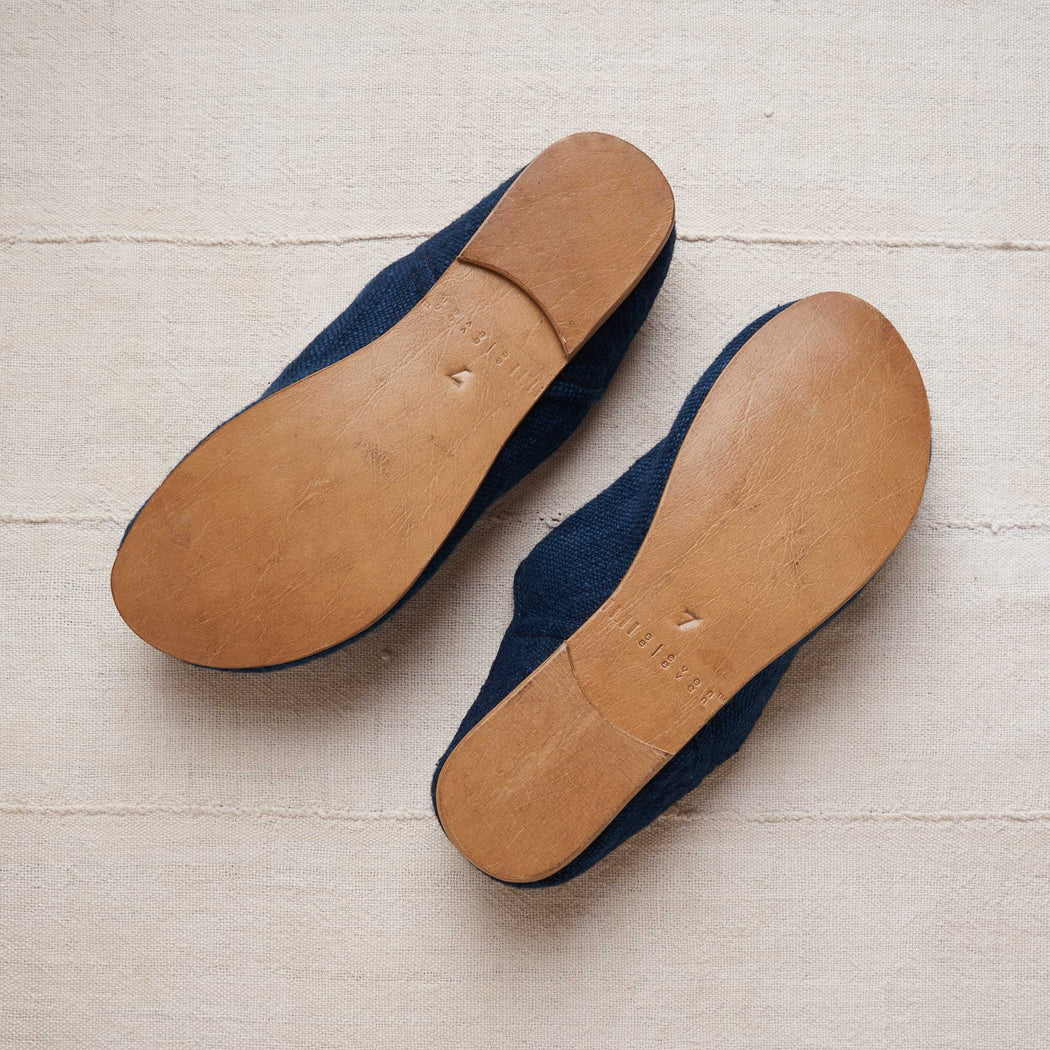 Khadi Babouche Slippers in Indigo — Housework