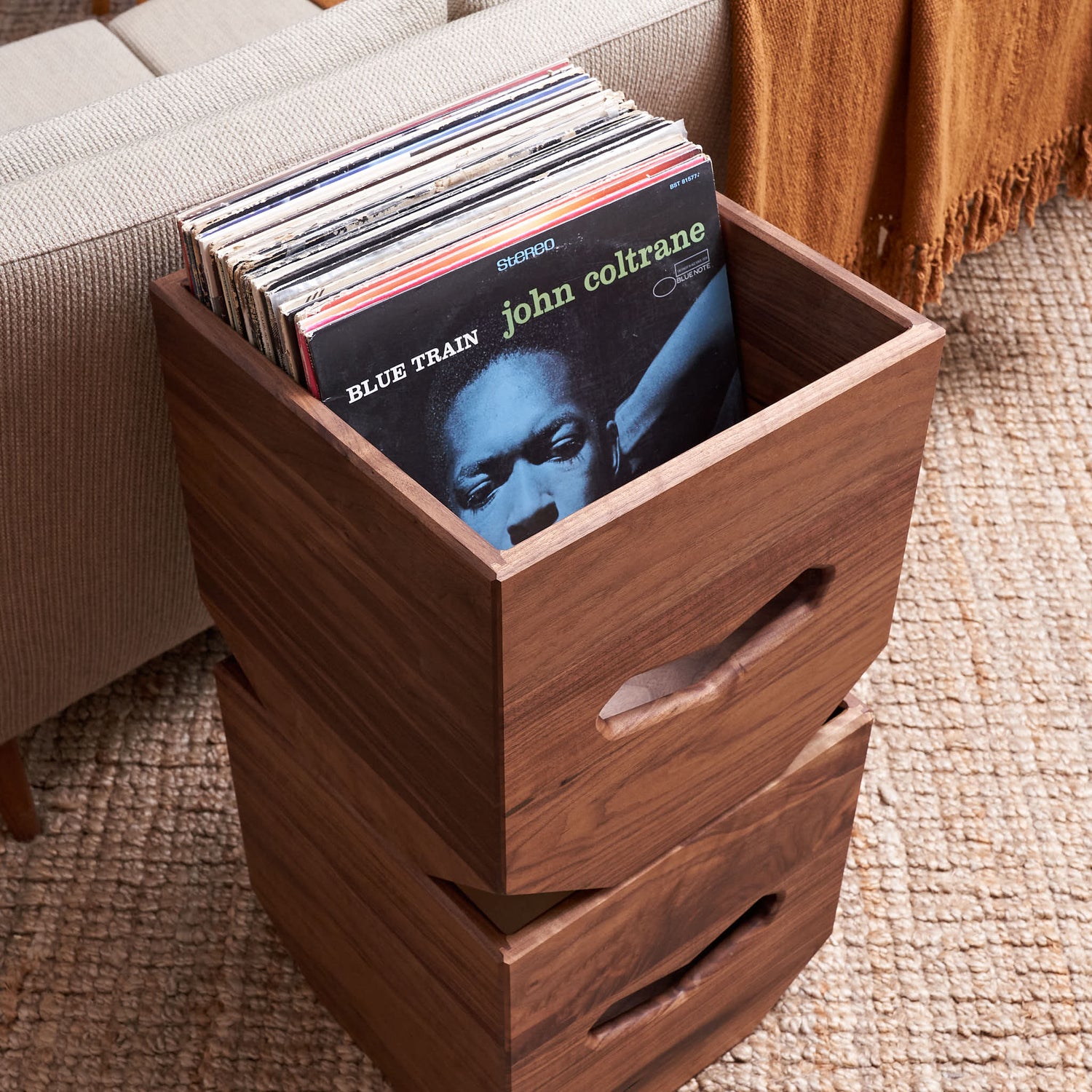 De JONG & Co. | Multipurpose Record Crate in Natural Walnut Wood – Housework