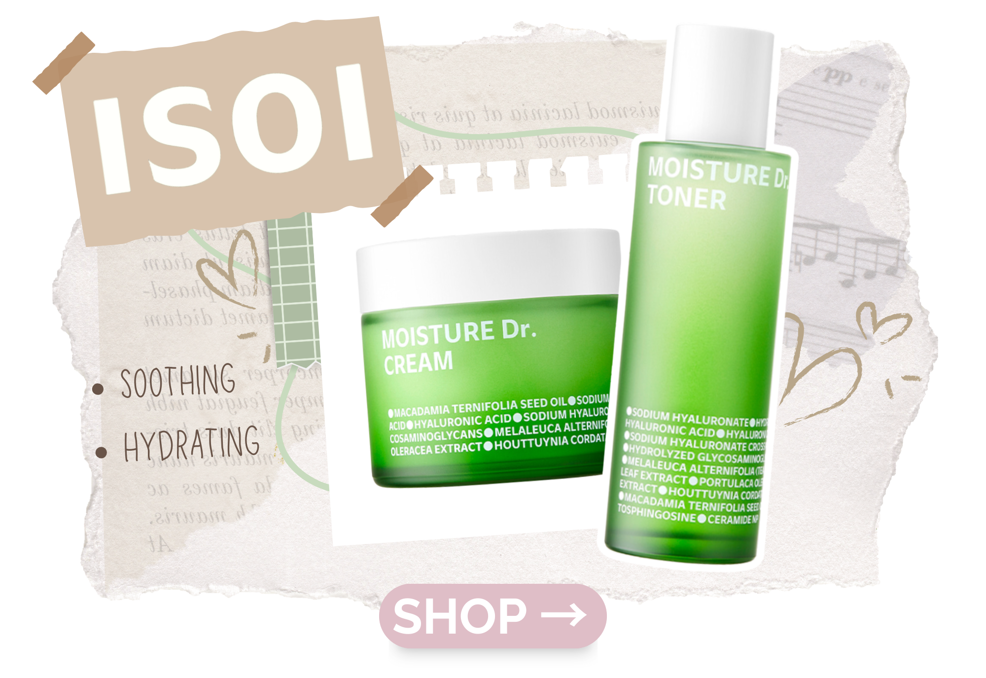 ISOI Moisture Dr. Cream and Toner for Combination Dehydrated Skin