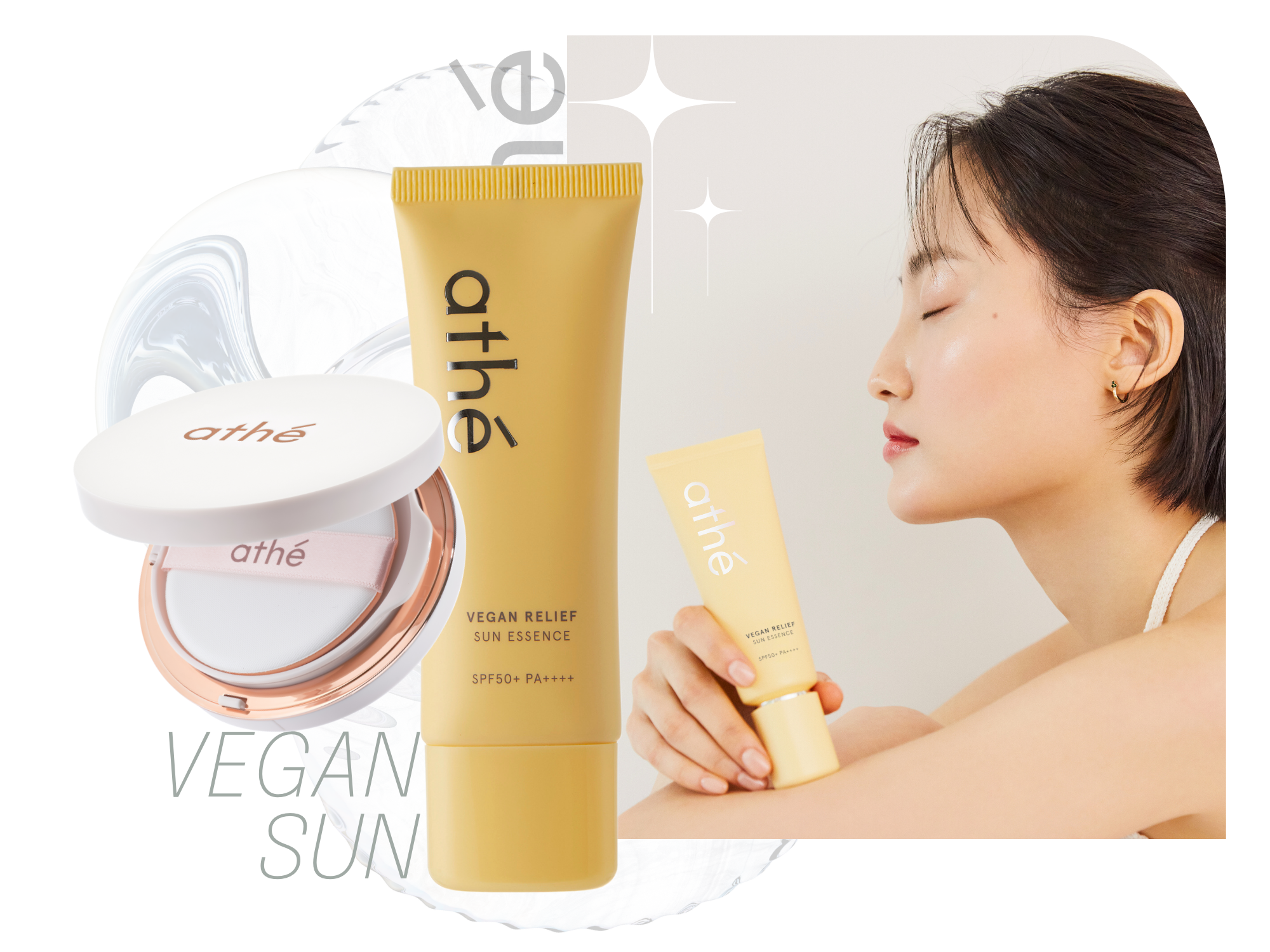 athe vegan sun relief sunscreen and sun cushion