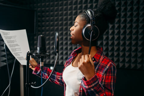 soundproof girl singing music studio