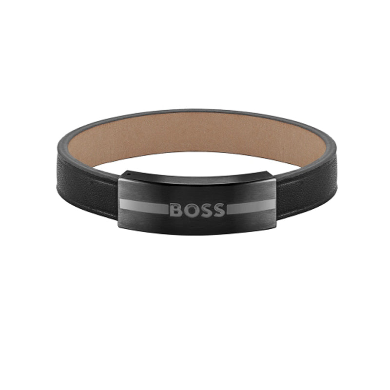 Hugo Boss Jewellery Men's Ares Black Braided Double Leather Bracelet 1 -  Obsessions Jewellery
