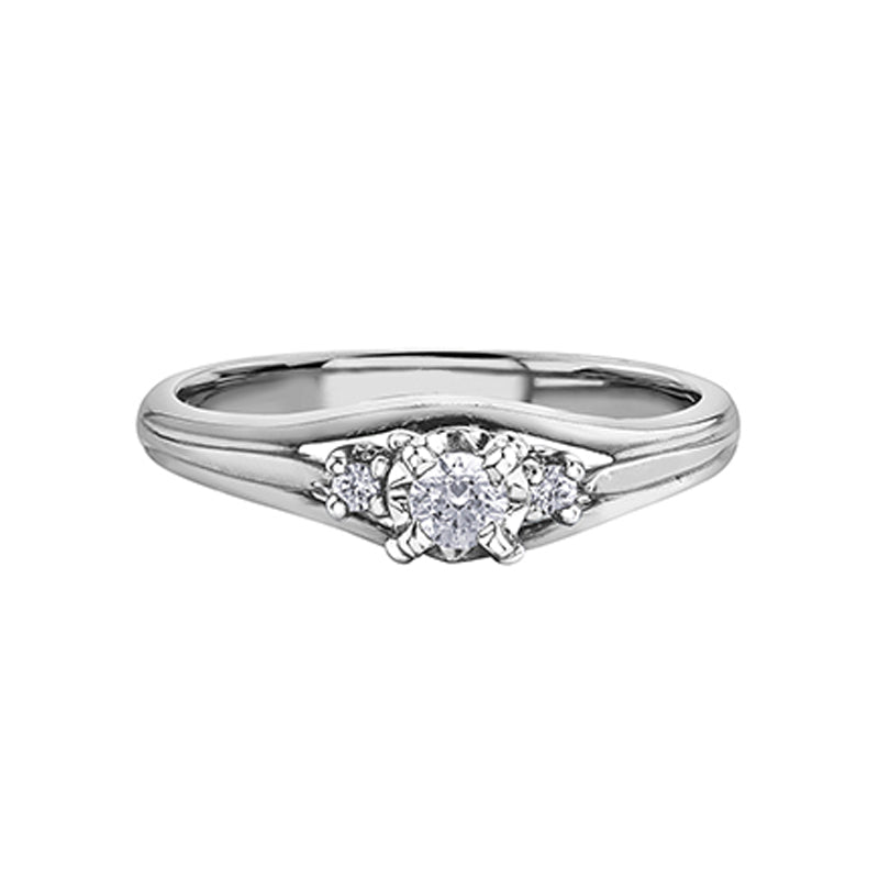 10K White Gold 0.15CT Round Diamond Solitaire Engagement Ring