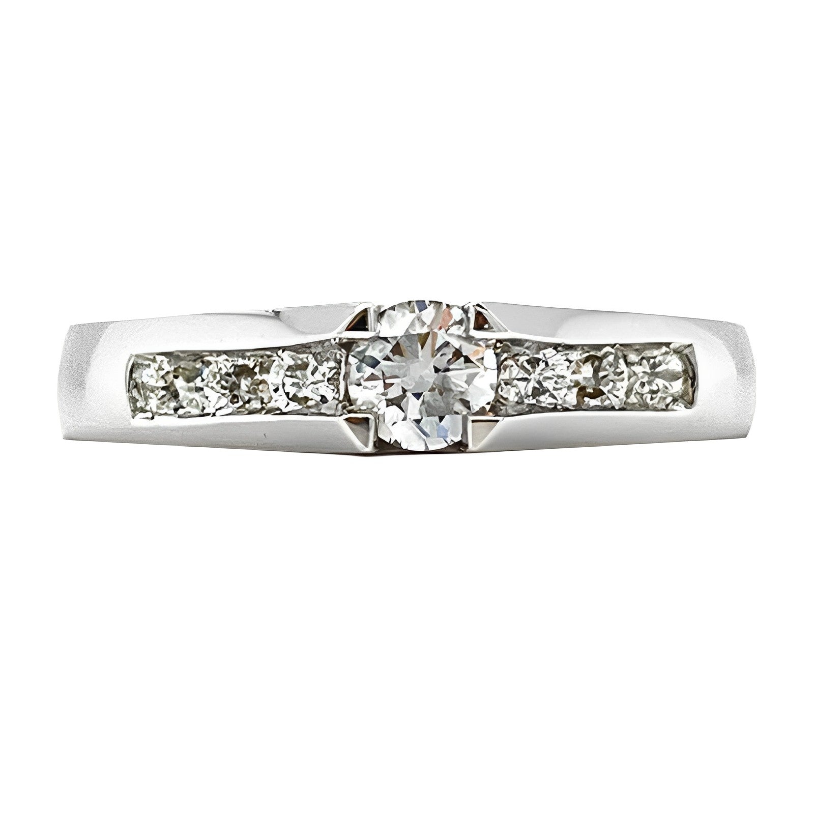 10K White Gold 0.15CT Round Diamond Solitaire Engagement Ring