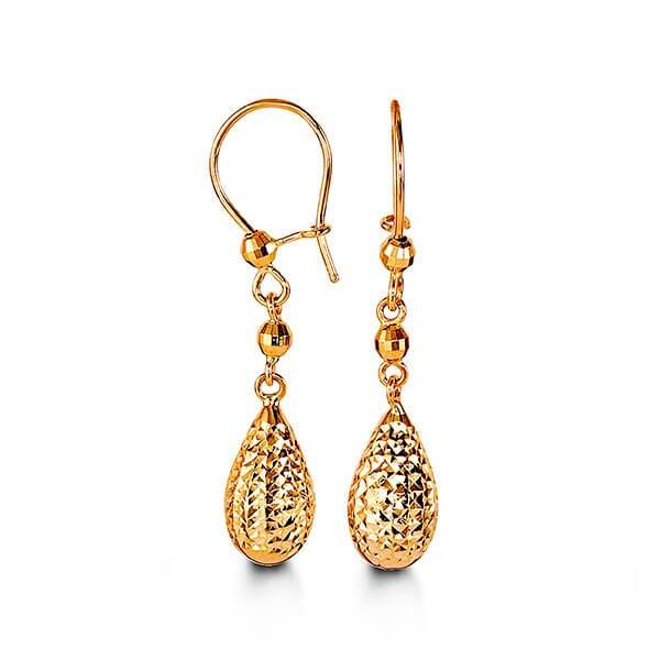 10K Yellow Gold Long Dangle Fish Hook Earrings - Obsessions Jewellery