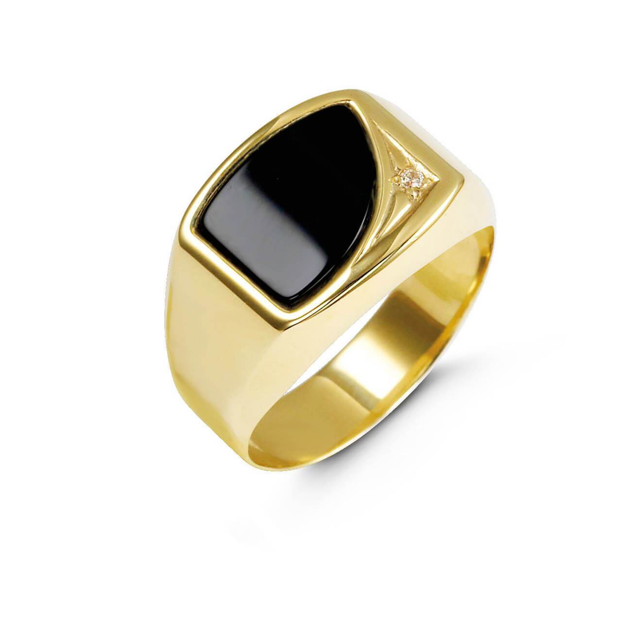 mens black onyx gold signet ring