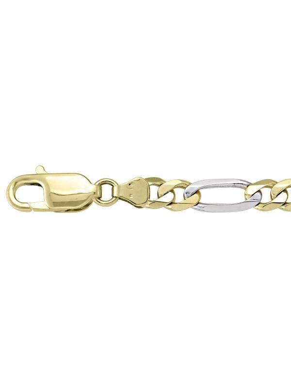 10k, 14k, 18k Two Tone Figaro Link 3.1 mm Italian Gold Chain 